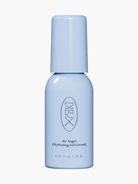 Air Angel Daily Moisturizer in branded light blue bottle on light gray background